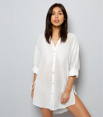 White Tie Side Beach Shirt | New Look